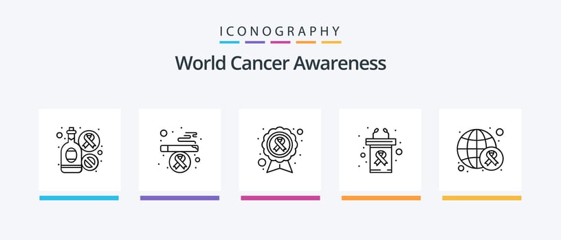 World Cancer Awareness Line 5 Icon Pack Including protect. medical. health. case. first aid. Creative Icons Design vector