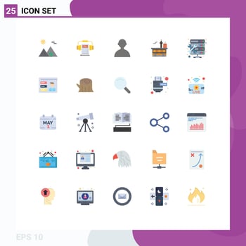 Group of 25 Flat Colors Signs and Symbols for transportation transit book shipping airport Editable Vector Design Elements