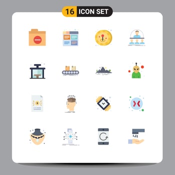 Set of 16 Commercial Flat Colors pack for city instructor production course business Editable Pack of Creative Vector Design Elements