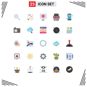 Pack of 25 creative Flat Colors of recording mobile computer device star Editable Vector Design Elements