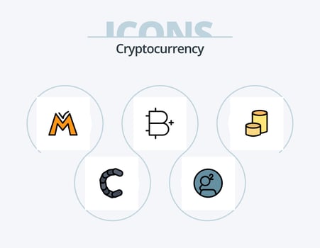 Cryptocurrency Line Filled Icon Pack 5 Icon Design. coin . crypto . currency. blockchain vector