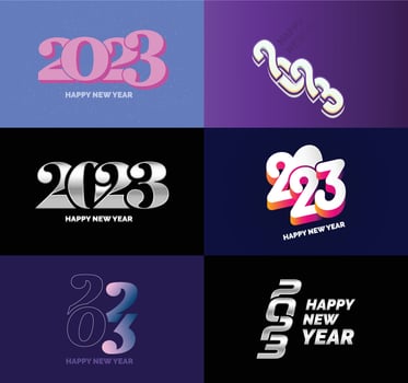 Big Collection of 2023 Happy New Year symbols Cover of business diary for 2023 with wishes vector