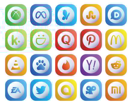 20 Social Media Icon Pack Including yahoo baidu quora player vlc vector