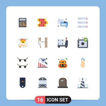 Group of 16 Modern Flat Colors Set for server hosting stationary files arrow Editable Pack of Creative Vector Design Elements