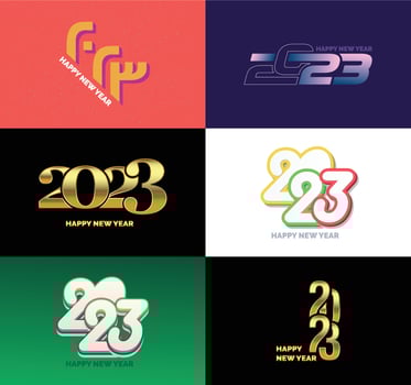 Big Set of 2023 Happy New Year logo text design 2023 number design template vector