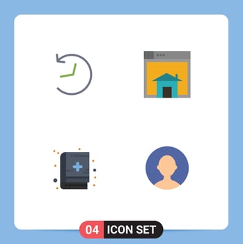 Set of 4 Commercial Flat Icons pack for twitter book home layout medical education Editable Vector Design Elements