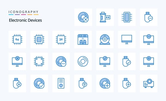 25 Devices Blue icon pack vector