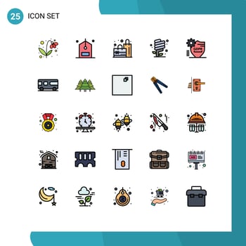 Universal Icon Symbols Group of 25 Modern Filled line Flat Colors of gdpr environmental protection e environment earth day Editable Vector Design Elements