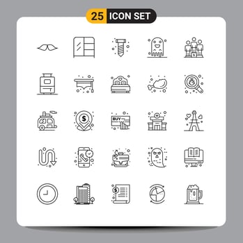 25 Universal Line Signs Symbols of podium winners diy scary halloween Editable Vector Design Elements