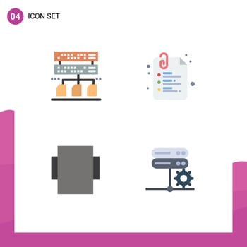 Modern Set of 4 Flat Icons Pictograph of backup database paper back to school server Editable Vector Design Elements