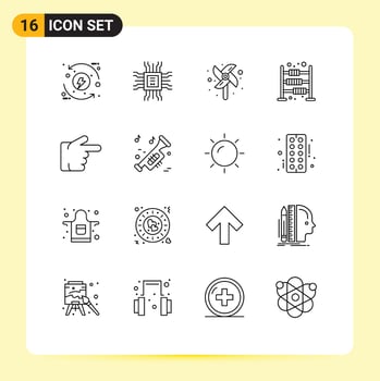 Modern Set of 16 Outlines and symbols such as forefinger finances technology economy abacus Editable Vector Design Elements