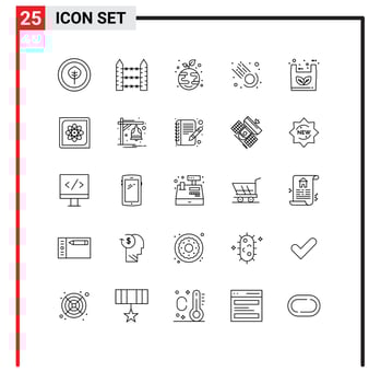 Set of 25 Commercial Lines pack for ecommerce bag eco science comet Editable Vector Design Elements