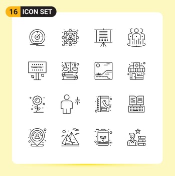 Modern Set of 16 Outlines Pictograph of marketing focus user audience web Editable Vector Design Elements