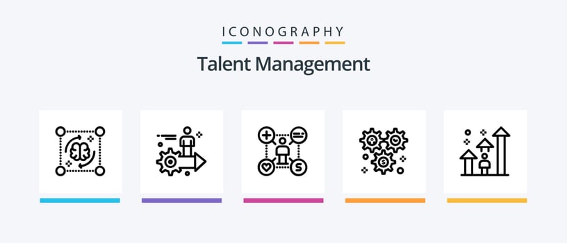 Talent Management Line 5 Icon Pack Including cog. setting. wheel. career. arrow. Creative Icons Design vector