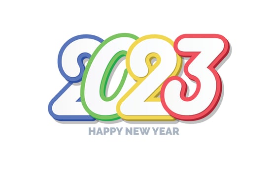 3D Happy new year 2023 logo design vector