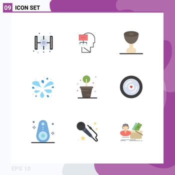 Set of 9 Commercial Flat Colors pack for disk plant food gardening park Editable Vector Design Elements