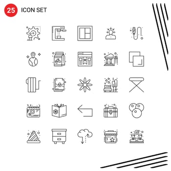 Group of 25 Modern Lines Set for criticism choice food wooden interior Editable Vector Design Elements