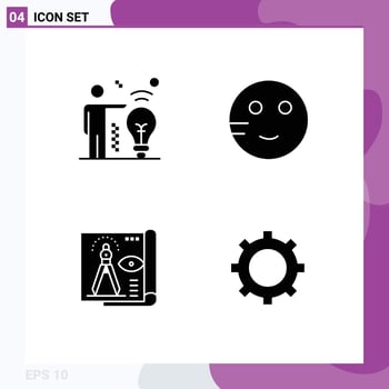 Universal Icon Symbols Group of 4 Modern Solid Glyphs of business file embarrassed study blue print Editable Vector Design Elements