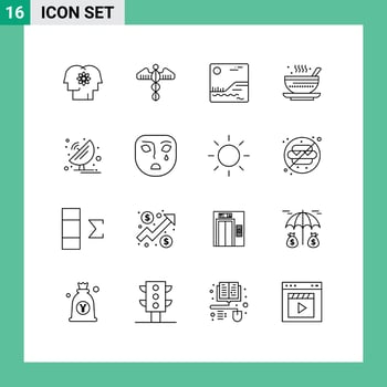 Set of 16 Vector Outlines on Grid for qehwa hot health dish canada Editable Vector Design Elements