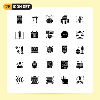 25 Thematic Vector Solid Glyphs and Editable Symbols of shredder device constructing scandinavia canada Editable Vector Design Elements