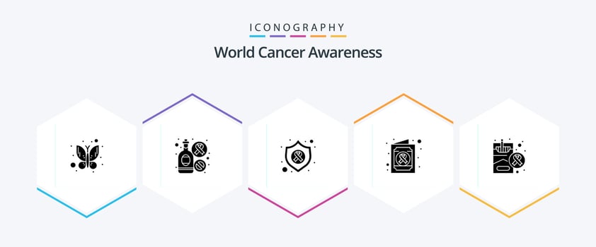 World Cancer Awareness 25 Glyph icon pack including smoking. health. protect. cigarette. medical vector