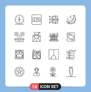 Group of 16 Outlines Signs and Symbols for food fruit file food editable Editable Vector Design Elements
