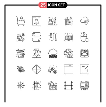 Group of 25 Lines Signs and Symbols for cloud education ink calculating office Editable Vector Design Elements