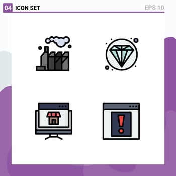 Set of 4 Commercial Filledline Flat Colors pack for energy online seo computer contact Editable Vector Design Elements