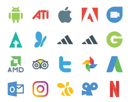 20 Social Media Icon Pack Including instagram adwords groupon photo twitter vector