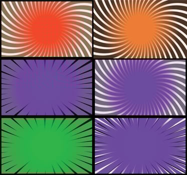 A set of four different colored sunburst backgrounds vector