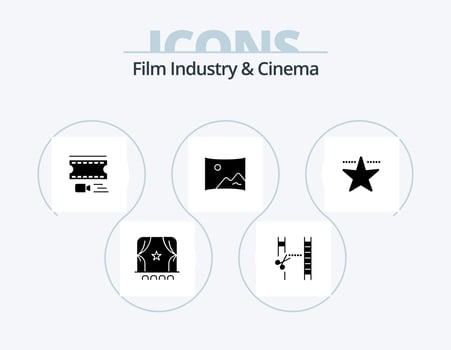 Cenima Glyph Icon Pack 5 Icon Design. hollywood. panorama. animation. film. cinema vector