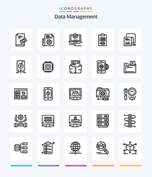 Creative Data Management 25 OutLine icon pack  Such As . monitor . folder . computer . cam vector