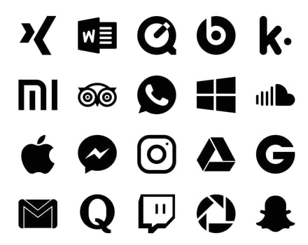 20 Social Media Icon Pack Including groupon instagram whatsapp messenger music vector