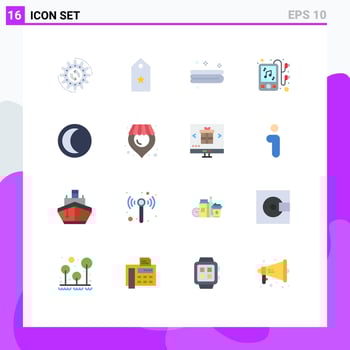 Modern Set of 16 Flat Colors Pictograph of nature music star headphones towel Editable Pack of Creative Vector Design Elements