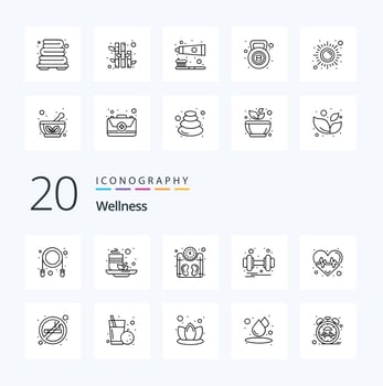 20 Wellness Line icon Pack like heart pulse scale health gym vector