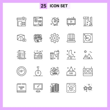 Set of 25 Modern UI Icons Symbols Signs for construction video human movie vision Editable Vector Design Elements