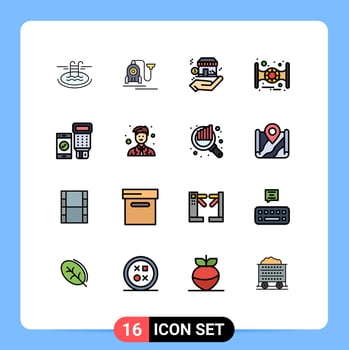 16 Universal Flat Color Filled Line Signs Symbols of qr code business star wars space Editable Creative Vector Design Elements