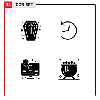 Thematic Vector Solid Glyphs and Editable Symbols of sign security holidays refresh halloween Editable Vector Design Elements