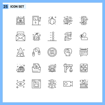 Modern Set of 25 Lines and symbols such as communication mobile information onion mobile hospital Editable Vector Design Elements