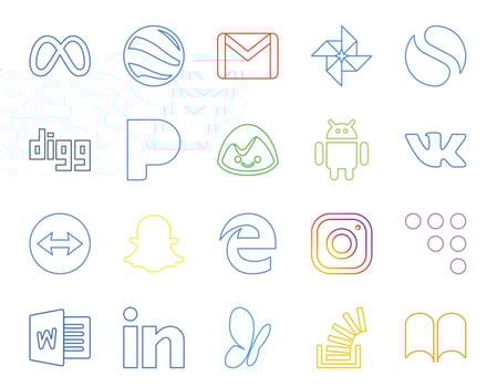 20 Social Media Icon Pack Including coderwall edge digg snapchat vk vector