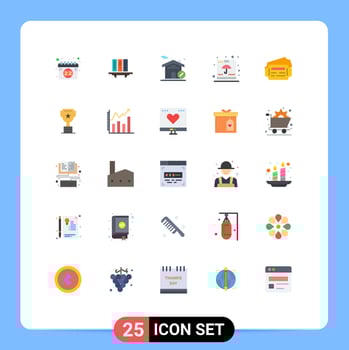 25 Flat Color concept for Websites Mobile and Apps insurance container documents box house Editable Vector Design Elements