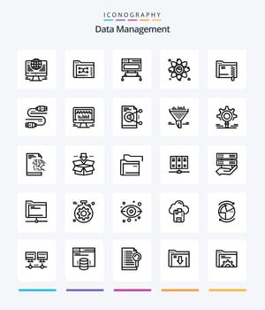Creative Data Management 25 OutLine icon pack  Such As atom . database. files . data . computer vector