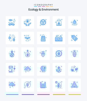 Creative Ecology And Environment 25 Blue icon pack  Such As ecology. . nuclear. recycle bag. organic vector