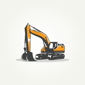 isolated excavator machine construction icon label logo template vector illustration design