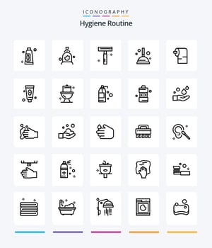 Creative Hygiene Routine 25 OutLine icon pack  Such As beauty. paper. cosmetic. cleaning. improvement vector