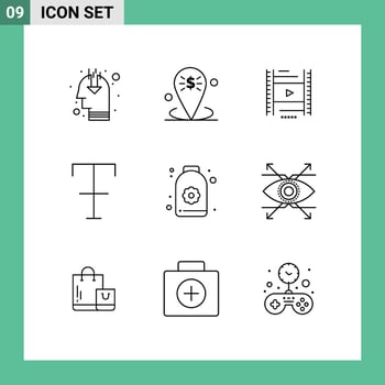 9 Universal Outlines Set for Web and Mobile Applications sauna strike placeholder format education Editable Vector Design Elements