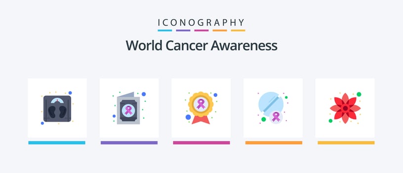 World Cancer Awareness Flat 5 Icon Pack Including green. chamomile. ribbon. medicine. tablet. Creative Icons Design vector