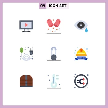 Flat Color Pack of 9 Universal Symbols of hard safety tears pins baby Editable Vector Design Elements
