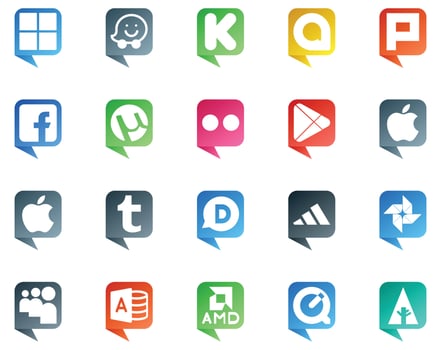 20 Social Media Speech Bubble Style Logo like amd myspace google play photo disqus vector
