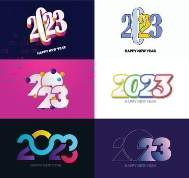Big Set of 2023 Happy New Year logo text design 2023 number design template vector